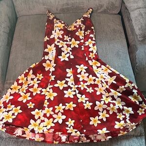 Charming Floral Kids Dress in Red and Yellow